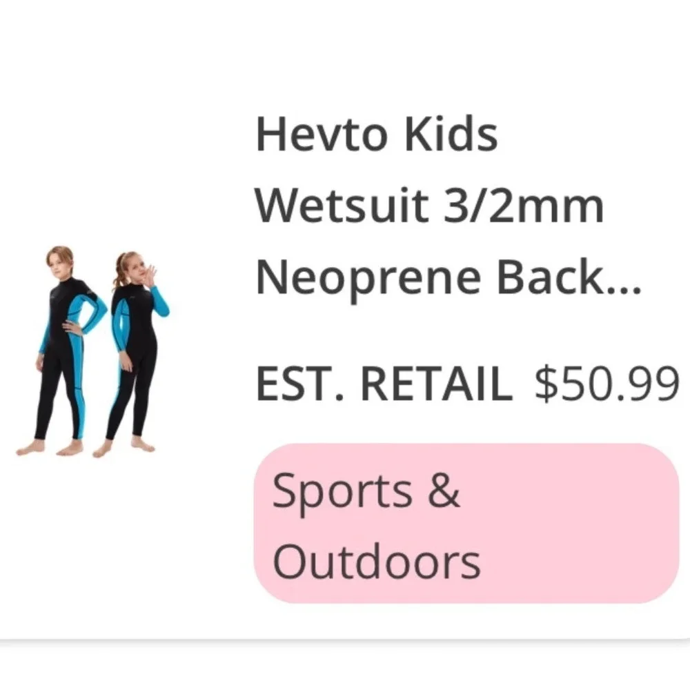 Hevto Wetsuit Kids Size 5 Black Blue Excellent 3/2mm Neoprene Full Body Back Zip